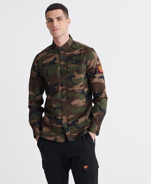 Superdry Core Military Patched Férfi Hosszú Ujjú Ing Camo | HIKTM5672